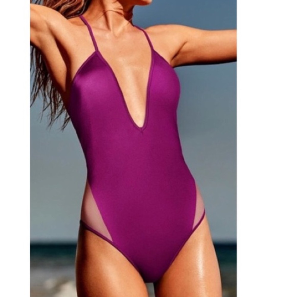 Victoria Secret PINK Purple Plunge Swimsuit